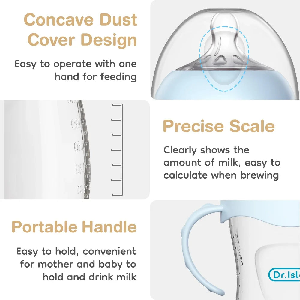 BPA-Free Baby Feeding Bottle with Handles (150ml/240ml/330ml) – Durable PP milk bottle designed for newborns and infants, featuring an easy-grip handle for comfortable feeding and independent drinking.