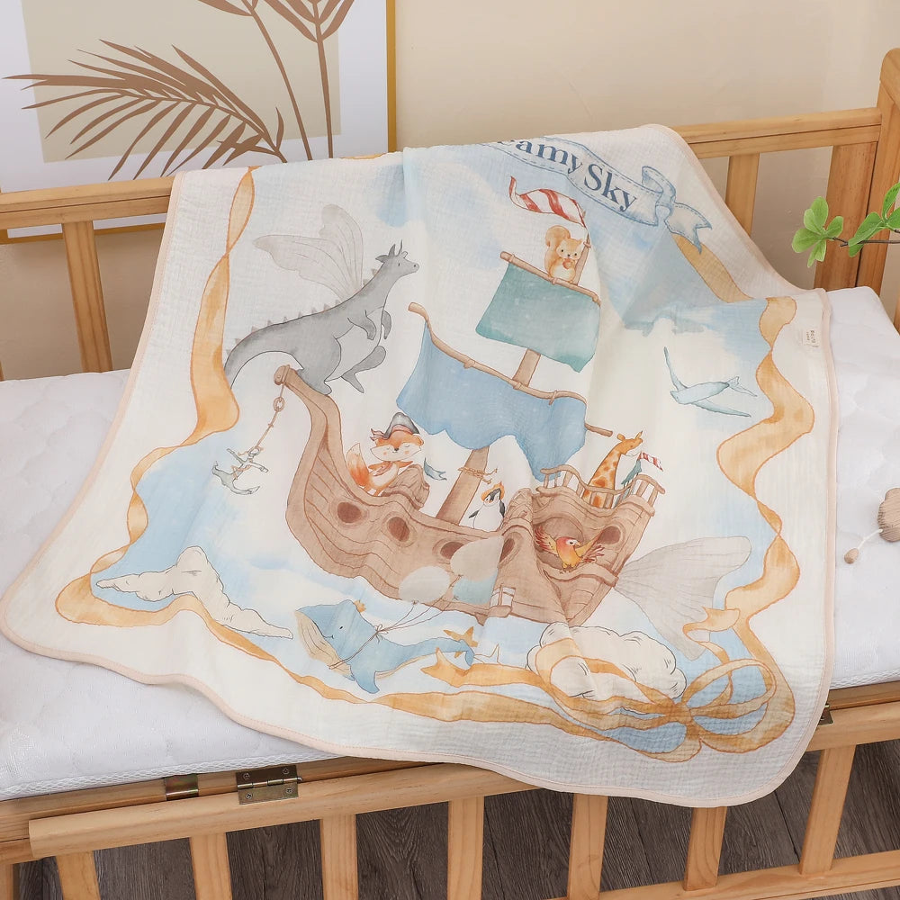 "Wrap your little one in cloud-like comfort with our Pure Cotton Gauze Baby Bath Towel – ultra-soft, highly absorbent, and gentle on delicate newborn skin."