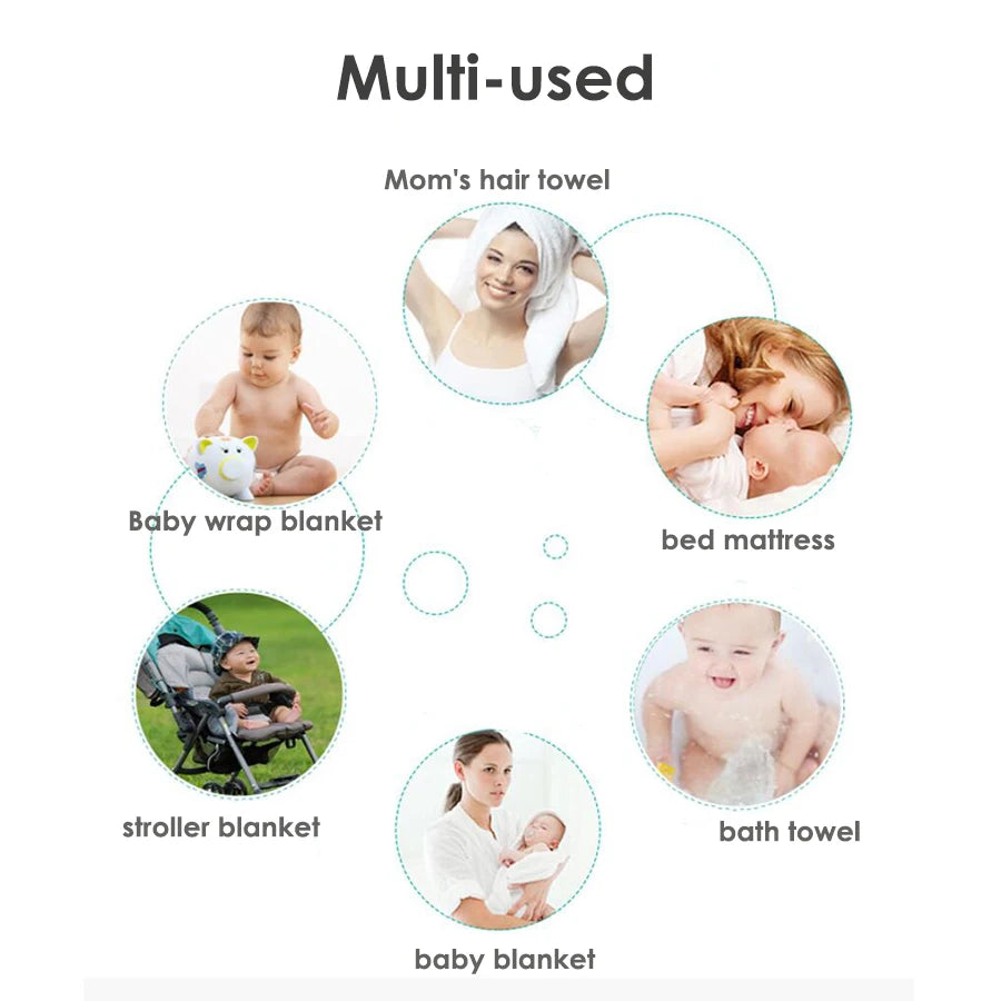 "Wrap your little one in softness and comfort with our 4-Layer Cotton Gauze Baby Bath Towel – ultra-absorbent, breathable, and perfect for bath time, cuddle time, and beyond."
