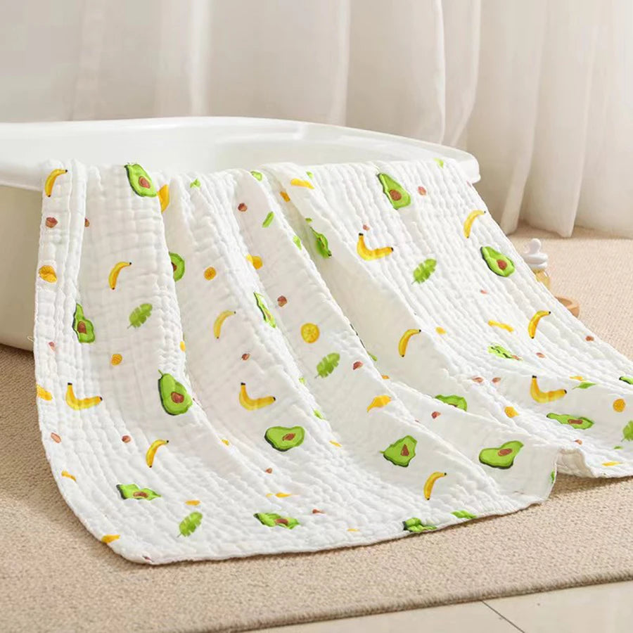 "Wrap your little one in softness and comfort with our 4-Layer Cotton Gauze Baby Bath Towel – ultra-absorbent, breathable, and perfect for bath time, cuddle time, and beyond."