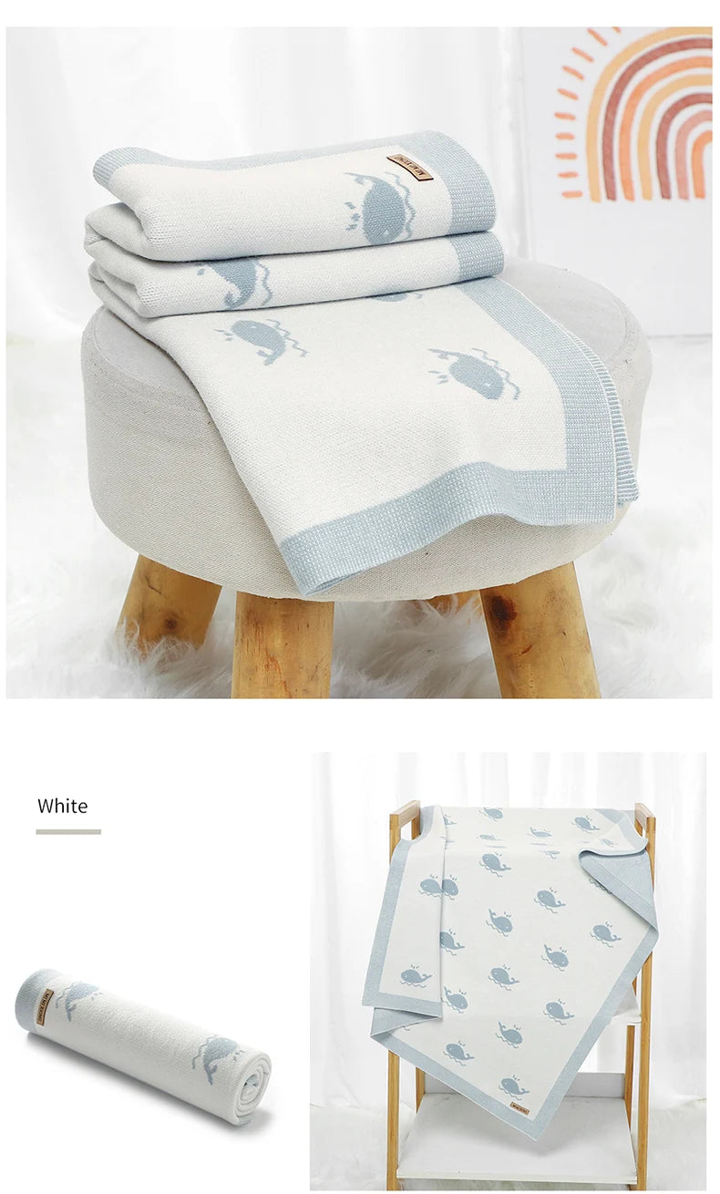 "Soft as a Cloud, Cute as a Whale – a super-soft knitted baby blanket designed to keep your little one warm, cozy, and wrapped in comfort every day." 🐳💕👶