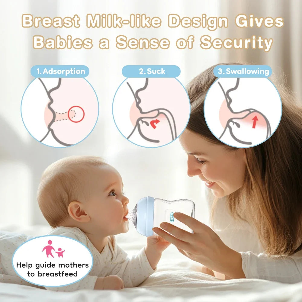 BPA-Free Baby Feeding Bottle with Handles (150ml/240ml/330ml) – Durable PP milk bottle designed for newborns and infants, featuring an easy-grip handle for comfortable feeding and independent drinking.