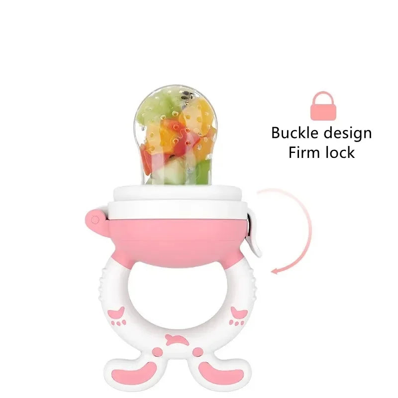 3-in-1 Baby Fruit Feeder Pacifier – Safe silicone nibbler for fresh fruits, milk feeding, and teething relief, designed to support healthy and independent feeding for infants and toddlers.