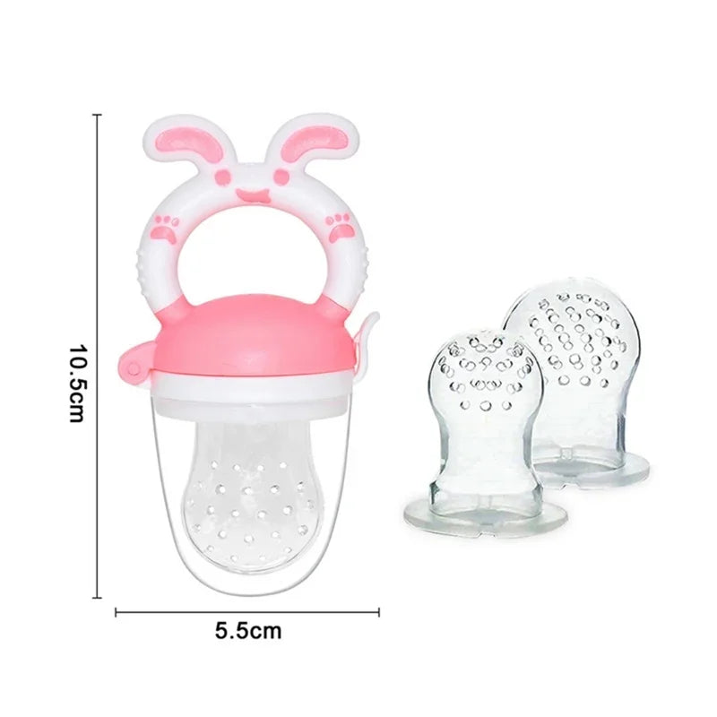 3-in-1 Baby Fruit Feeder Pacifier – Safe silicone nibbler for fresh fruits, milk feeding, and teething relief, designed to support healthy and independent feeding for infants and toddlers.
