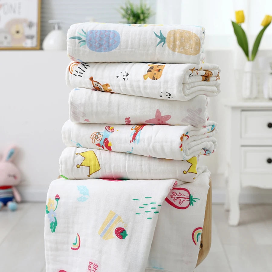 "Wrap your little one in softness and comfort with our 4-Layer Cotton Gauze Baby Bath Towel – ultra-absorbent, breathable, and perfect for bath time, cuddle time, and beyond."