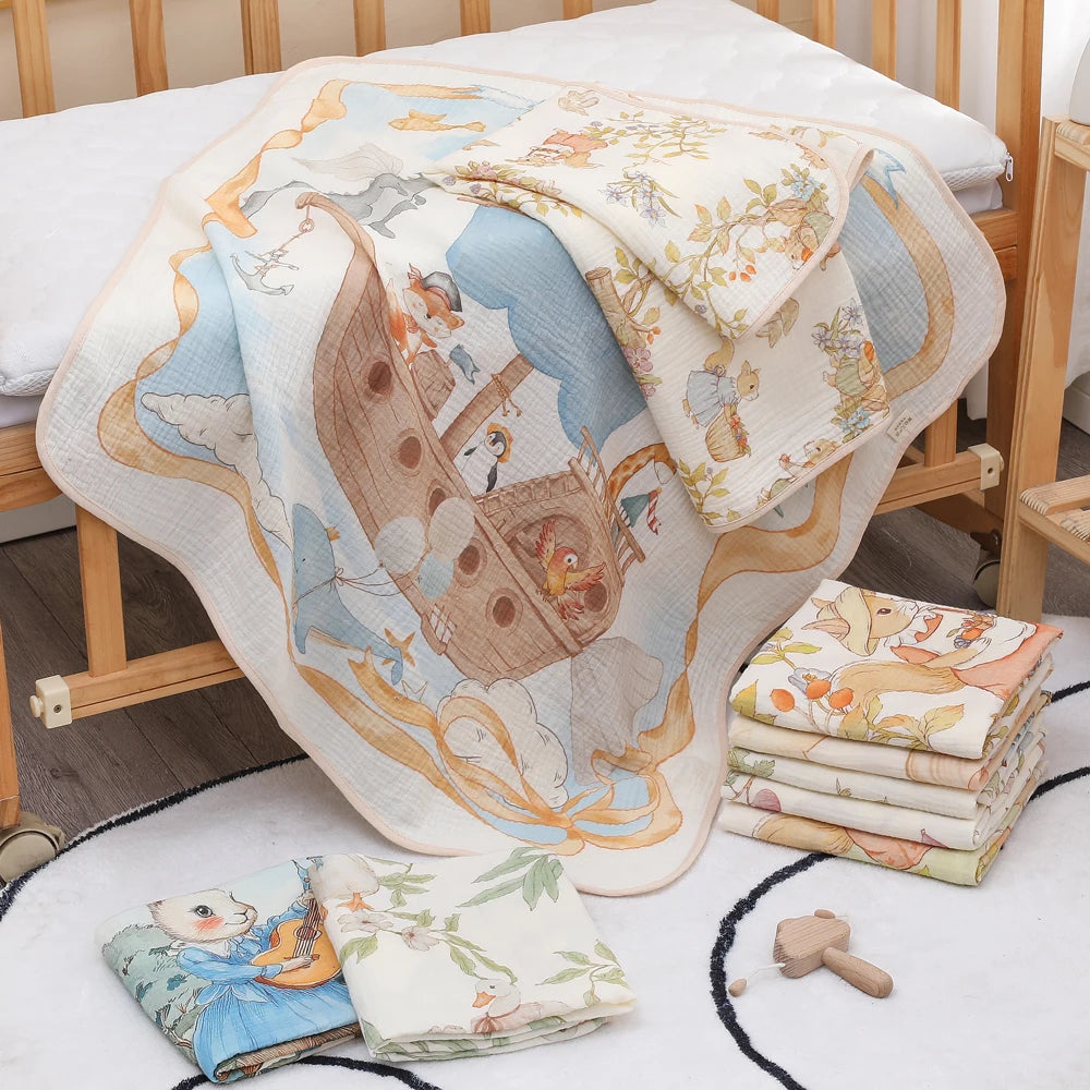 "Wrap your little one in cloud-like comfort with our Pure Cotton Gauze Baby Bath Towel – ultra-soft, highly absorbent, and gentle on delicate newborn skin."