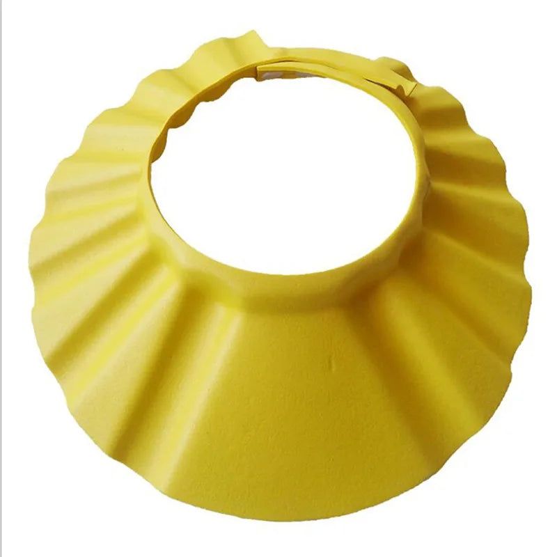 "Make bath time tears-free and fun! This adjustable baby shower cap helps keep water and shampoo away from little eyes and ears for a more comfortable wash."