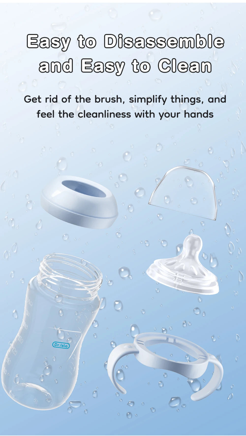 BPA-Free Baby Feeding Bottle with Handles (150ml/240ml/330ml) – Durable PP milk bottle designed for newborns and infants, featuring an easy-grip handle for comfortable feeding and independent drinking.