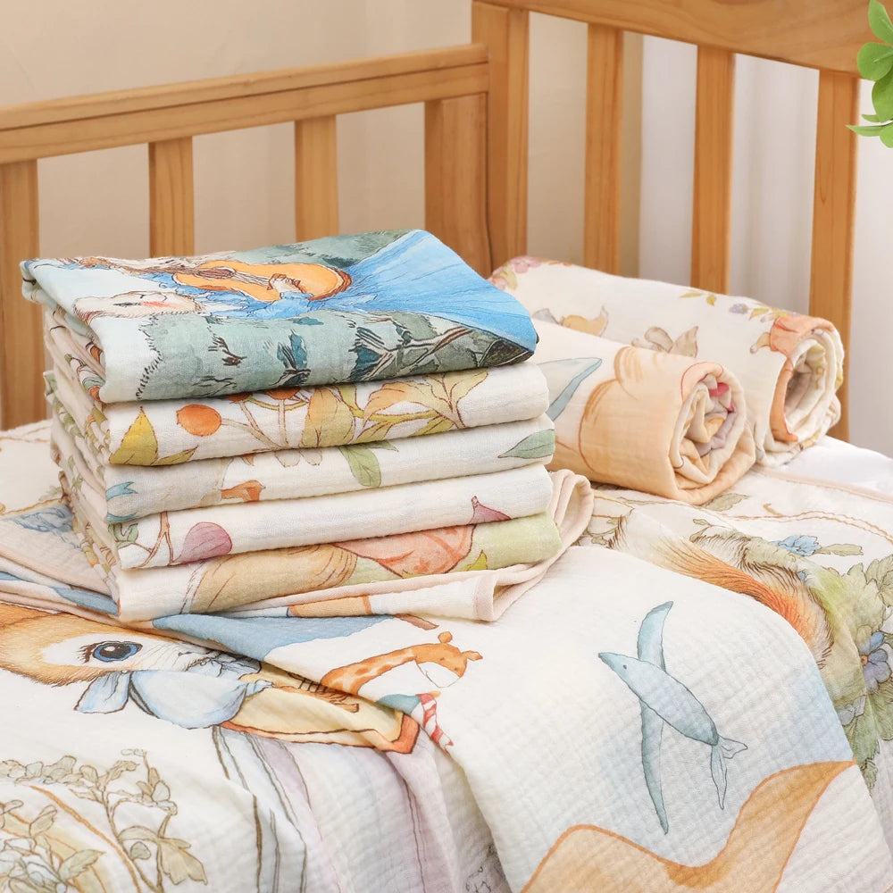 "Wrap your little one in cloud-like comfort with our Pure Cotton Gauze Baby Bath Towel – ultra-soft, highly absorbent, and gentle on delicate newborn skin."