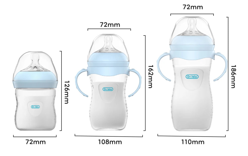 BPA-Free Baby Feeding Bottle with Handles (150ml/240ml/330ml) – Durable PP milk bottle designed for newborns and infants, featuring an easy-grip handle for comfortable feeding and independent drinking.