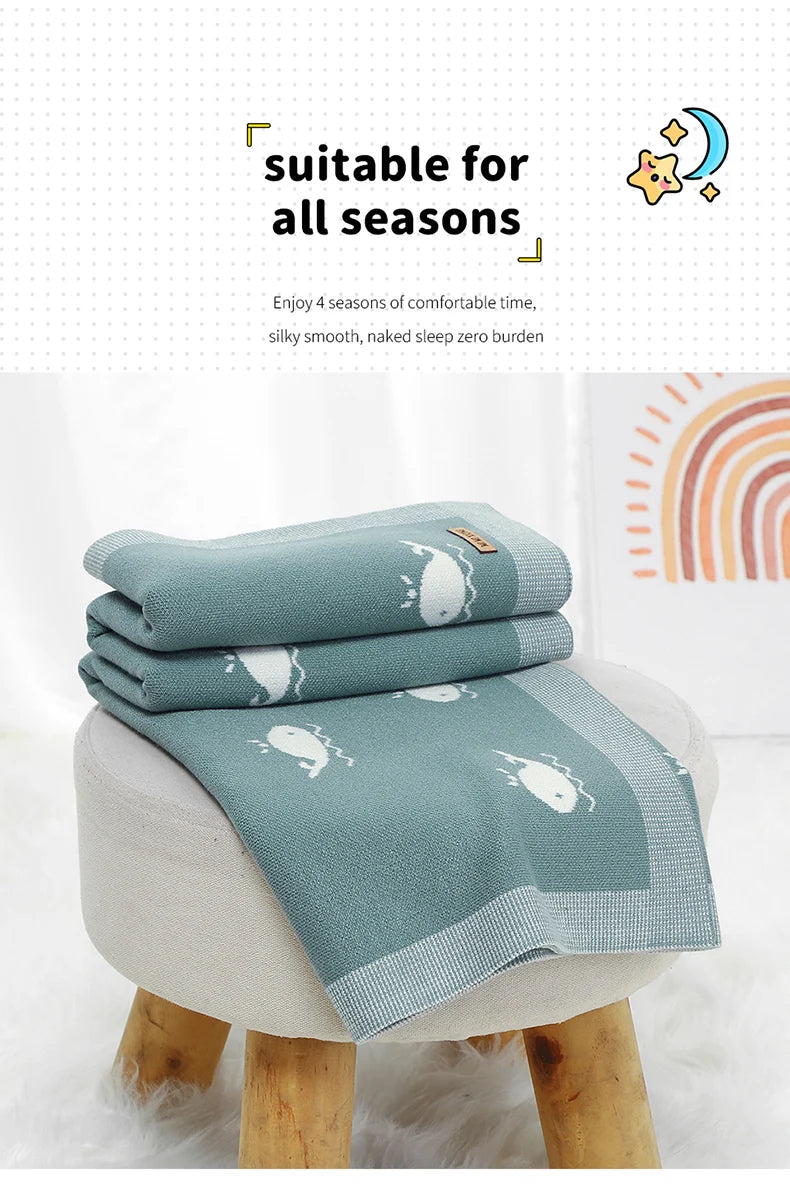 "Soft as a Cloud, Cute as a Whale – a super-soft knitted baby blanket designed to keep your little one warm, cozy, and wrapped in comfort every day." 🐳💕👶