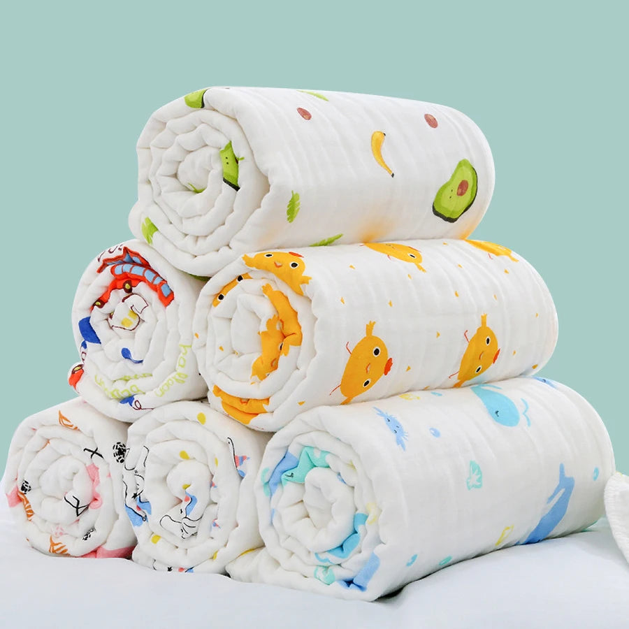 "Wrap your little one in softness and comfort with our 4-Layer Cotton Gauze Baby Bath Towel – ultra-absorbent, breathable, and perfect for bath time, cuddle time, and beyond."