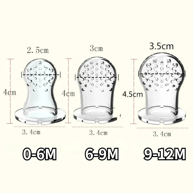 3-in-1 Baby Fruit Feeder Pacifier – Safe silicone nibbler for fresh fruits, milk feeding, and teething relief, designed to support healthy and independent feeding for infants and toddlers.