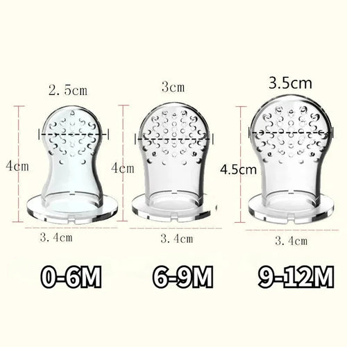 3-in-1 Baby Fruit Feeder Pacifier – Safe silicone nibbler for fresh fruits, milk feeding, and teething relief, designed to support healthy and independent feeding for infants and toddlers.