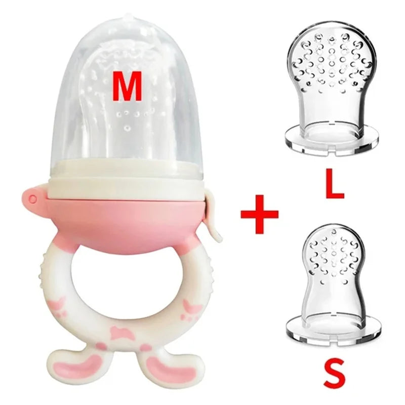 3-in-1 Baby Fruit Feeder Pacifier – Safe silicone nibbler for fresh fruits, milk feeding, and teething relief, designed to support healthy and independent feeding for infants and toddlers.