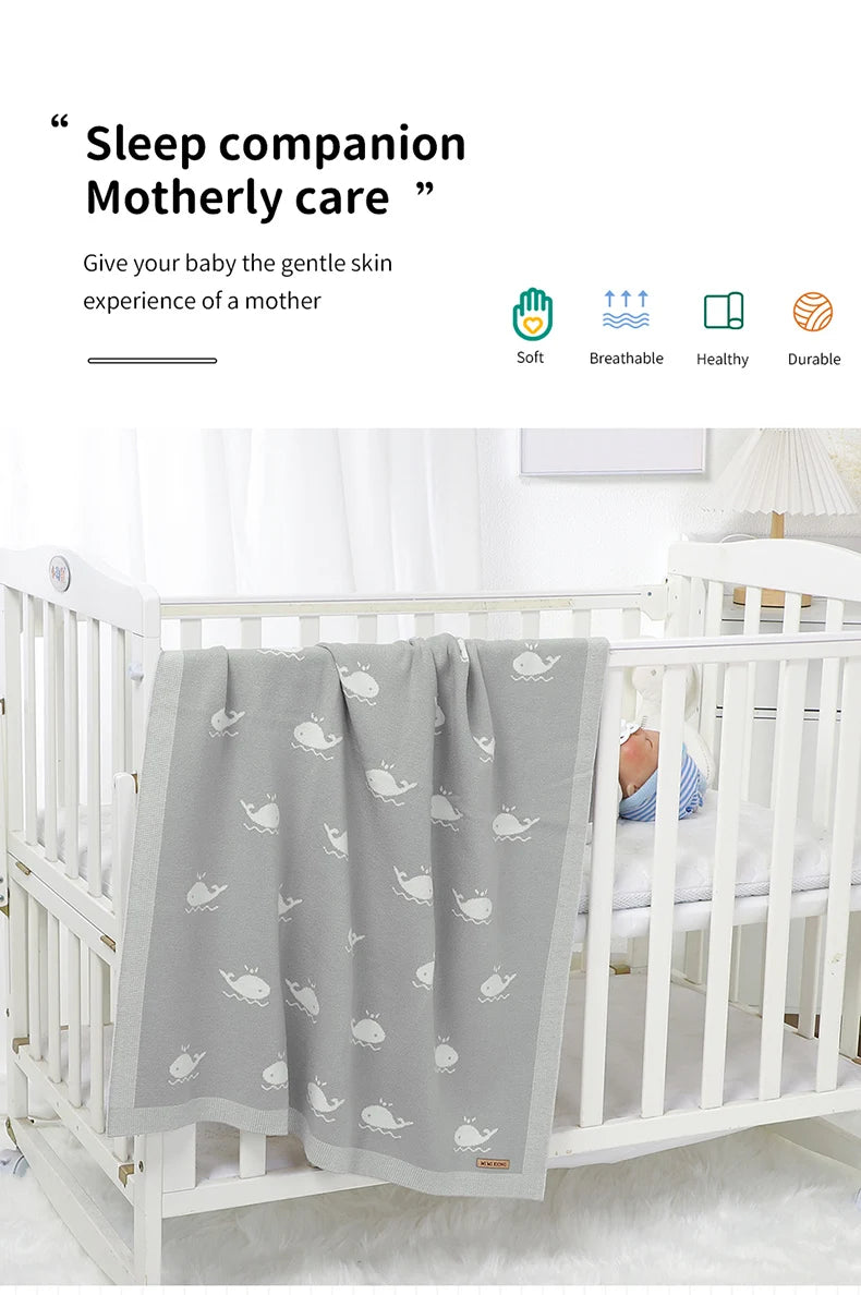 "Soft as a Cloud, Cute as a Whale – a super-soft knitted baby blanket designed to keep your little one warm, cozy, and wrapped in comfort every day." 🐳💕👶